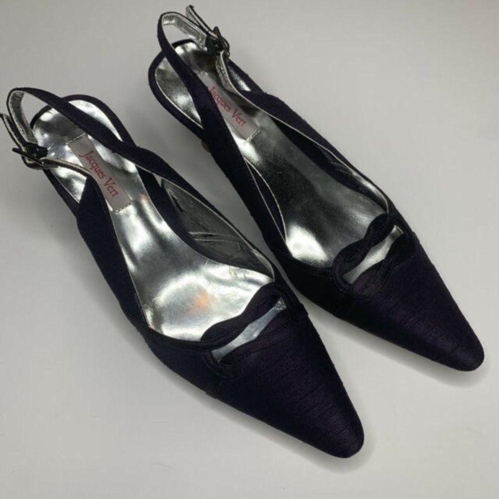 Jacques Vert Dark Purple Pointed Toe Slingback Ki… - image 2
